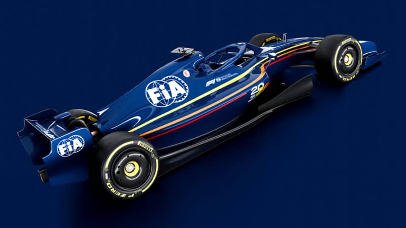 2026 prototype F1 car overhead side profile