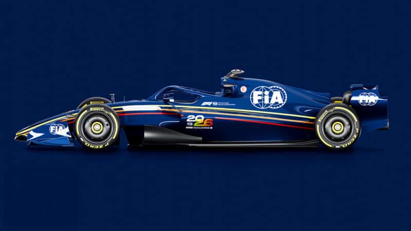 2026 prototype F1 car side profile