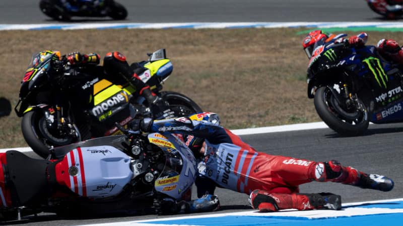 Alex Marquez slides off bike in 2023 MotoGP Jerez sprint