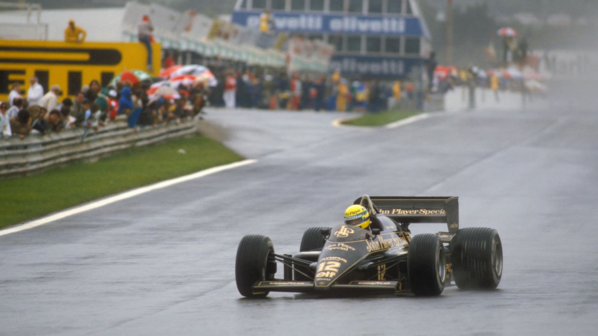 Ayrton Senna on his way to his first F1 win at Estoril in 1985