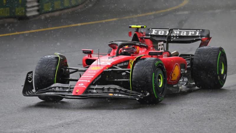 Carlos Sainz with broken front wing in 2023 Monaco GP