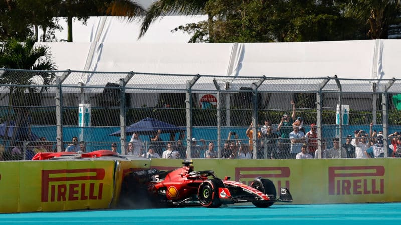 Charles Leclerc crashes out of qualifying in 2023 Miami GP