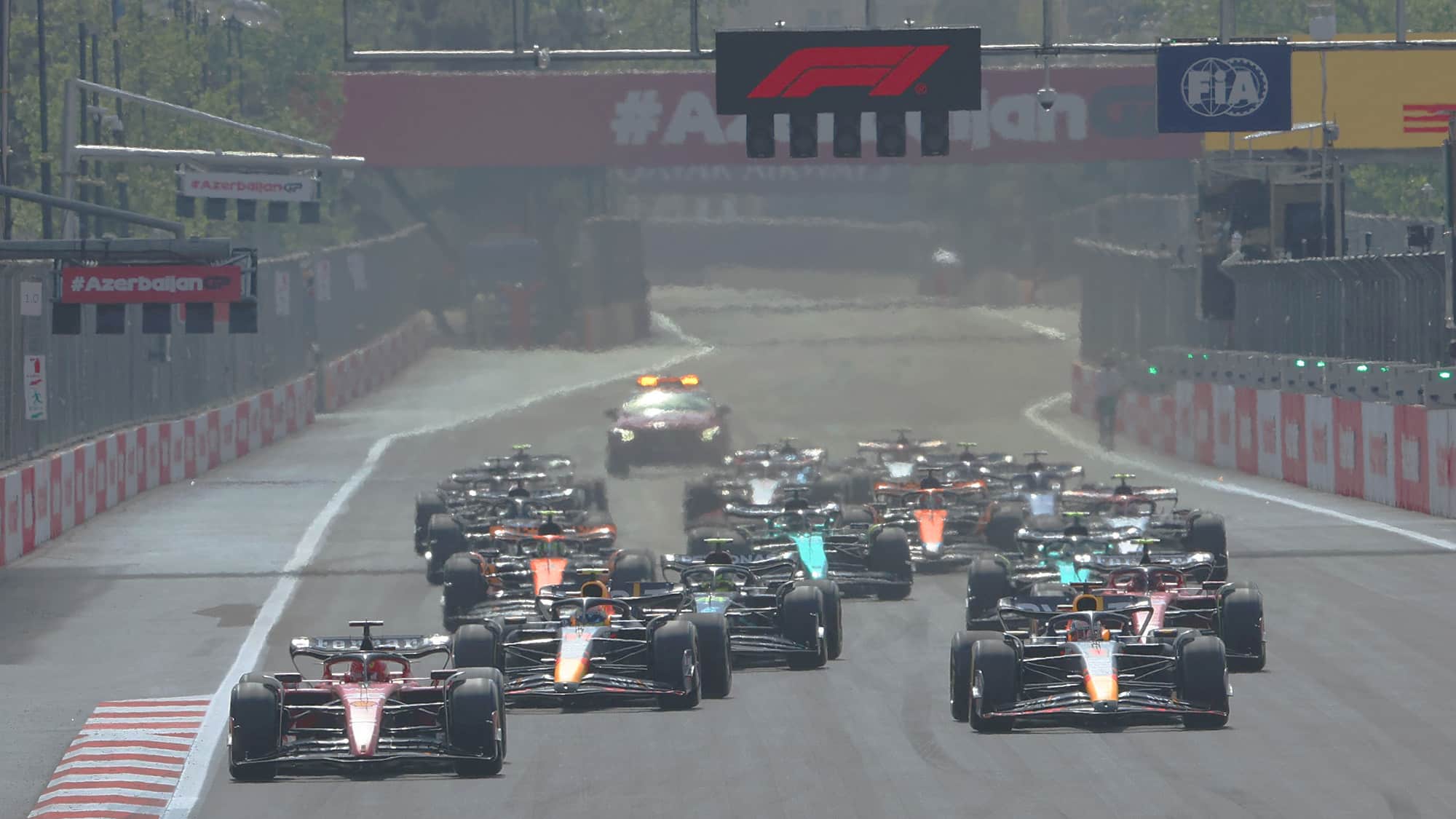 Charles Leclerc leads at start of 2023 Azerbaijan GP