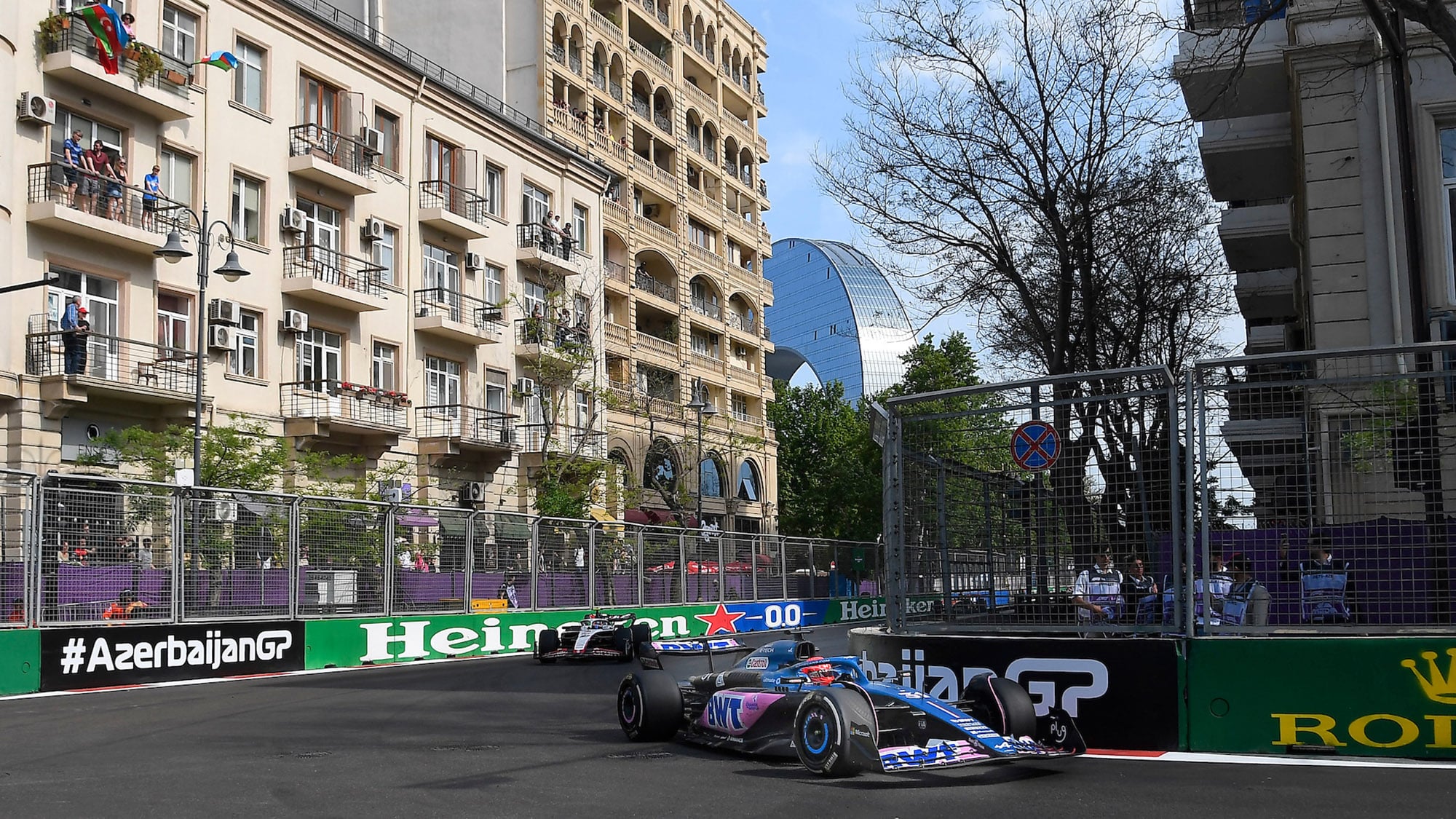 Esteban Ocon leads Nico Hulkenberg in 2023 Azerbaijan GP