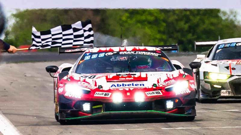Frikadelli Ferrari takes the chequered flag at the 2023 24 Hours of the Nurburgring