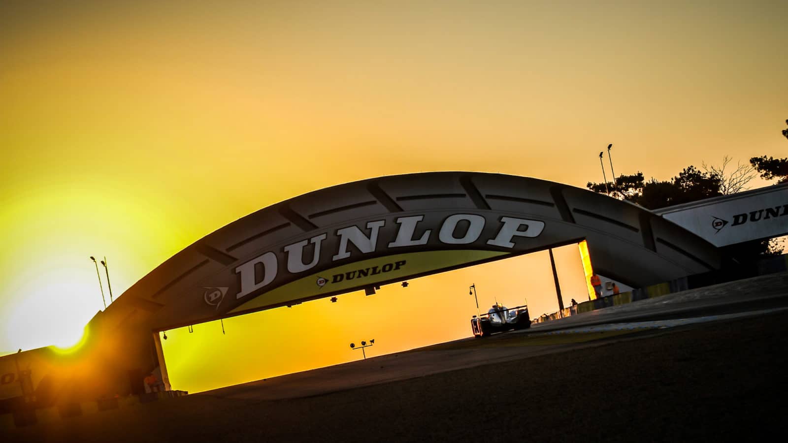 Le Mans Dunlop Bridge at sunset