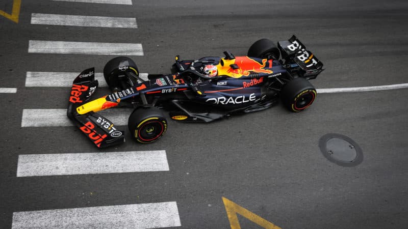 Max Verstappen drives over zebra crossing in 2023 F1 Monaco Grand Prix