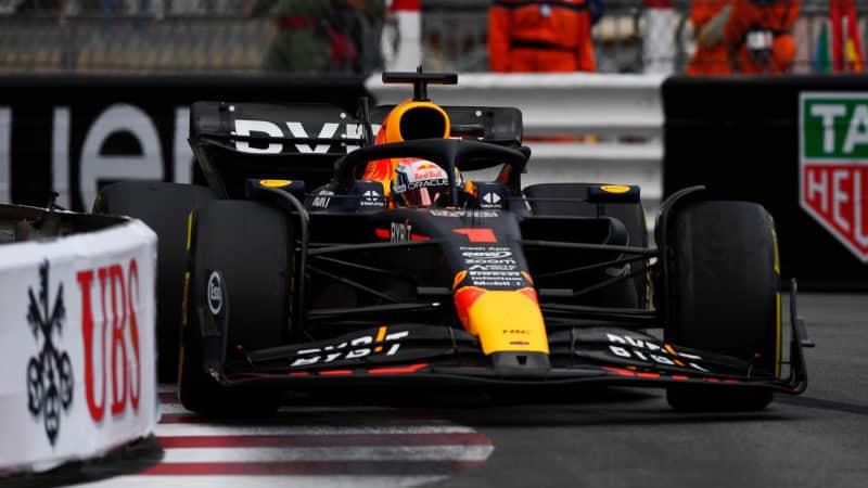 Max Verstappen edges close to the barriers in 2023 Monaco Grand Prix