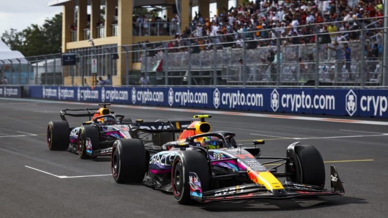 Max-Verstappen-follows-Sergio-Perez-in-2023-Miami-GP