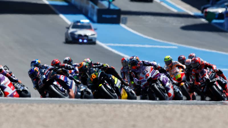 MotoGP riders in tight pack at Jerez in 2023