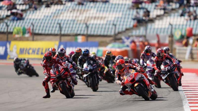 Marc Márquez lead at the start of MotoGP’s first sprint race, at Portimao in March