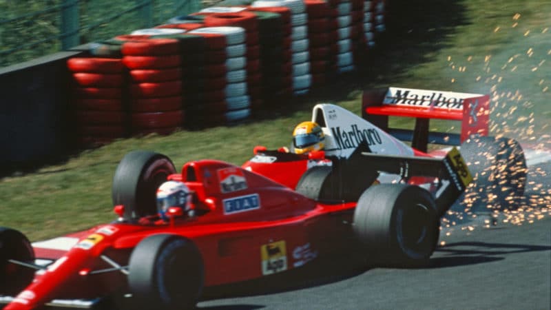 Senna clashes Prost 1990