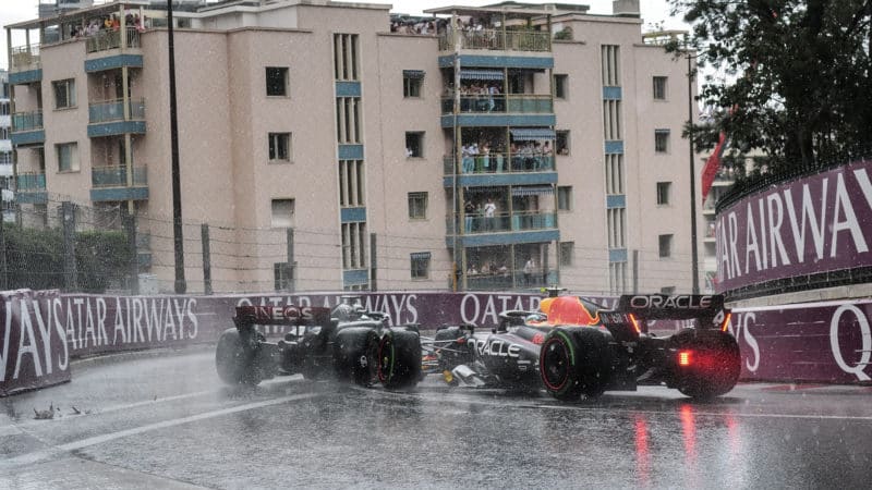 Sergio Perez hits George Russell in 2023 Monaco GP