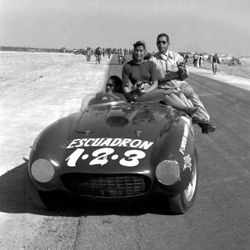 1954 race winner Umberto Maglioli at the wheel of his Ferrari 375 Plus
