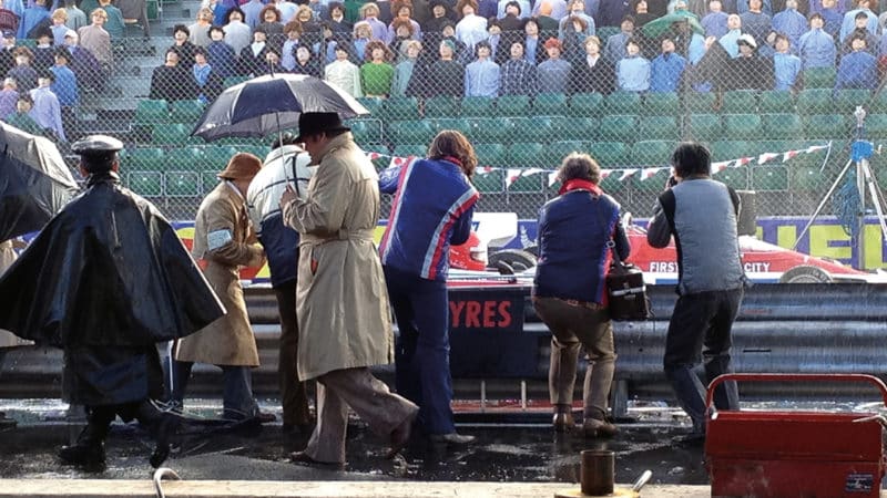 A race start scene being filmed on the runway at Blackbush