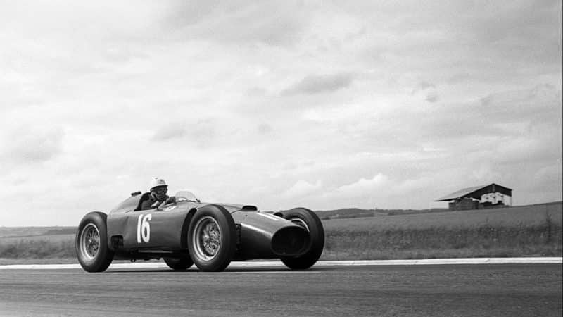 Alfonso de Portago in his Ferrari D50 at the Grand Prix of France, Reims-Gueux, 1956