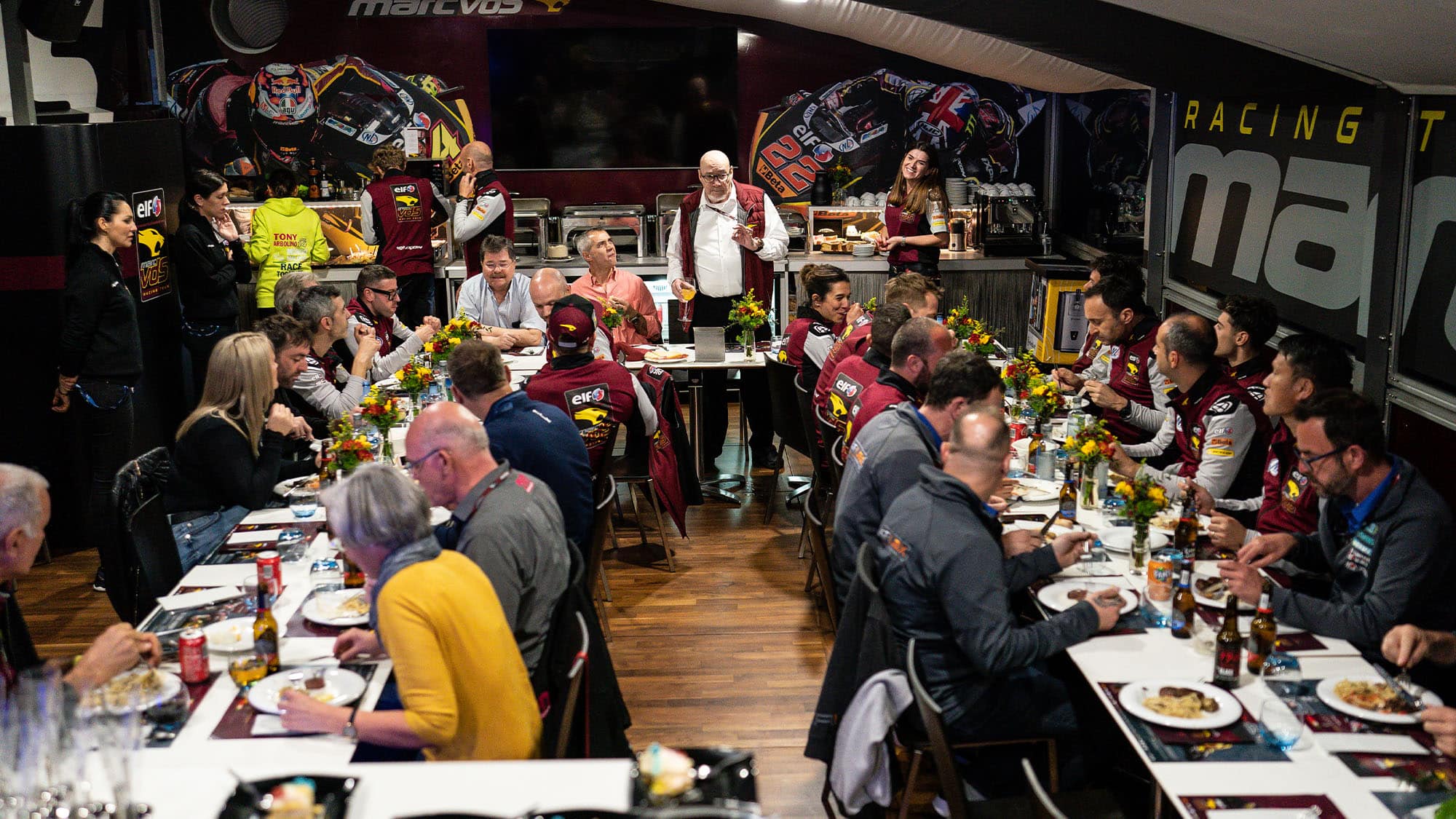 Birthday meal for Marc van der Starten in Marc VDS Moto2 catering