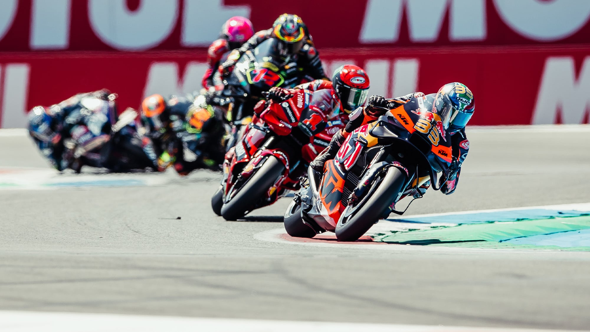 Brad Binder leads Pecco Bagnaia after start of MotoGP 2023 Assen TT