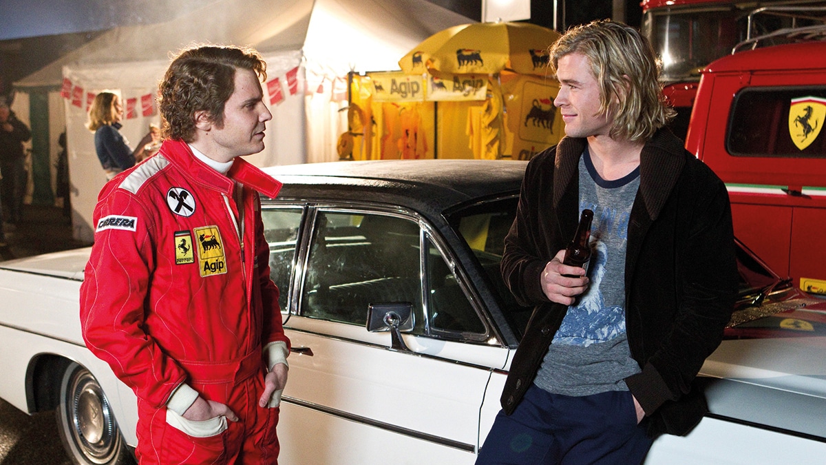 Chris Hemsworth & Daniel Brühl - on set of Rush