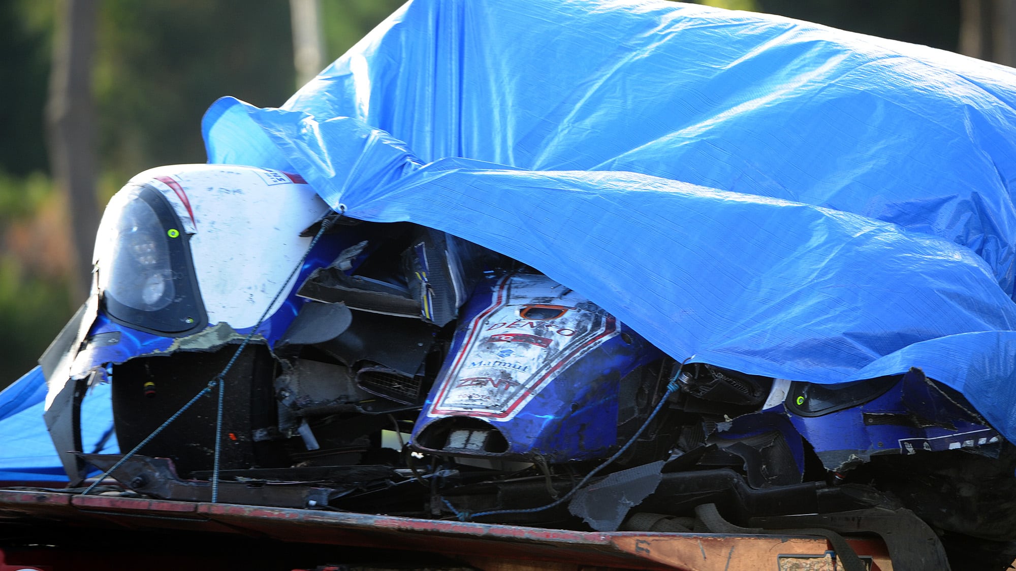 Crashed Toyota TS010 at 2012 Le Mans 24 Hours