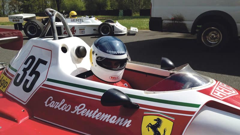 D’Cruze as Carlos Reutemann in a Ferrari 312T