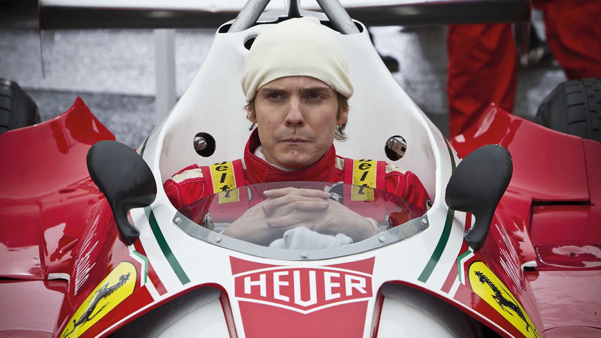 Daniel Brühl filming Rush