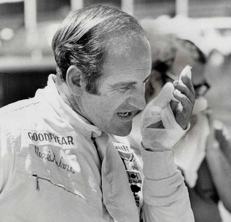 Denny Hulme with bandaged hand in 1970