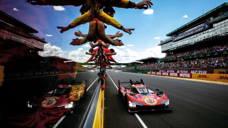 Ferrari crossing the line at Le Mans