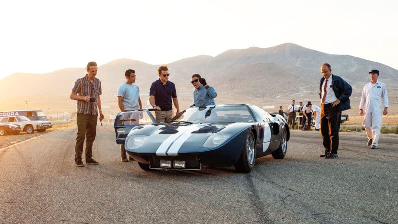 Christian Bale and Matt Damon filming Ford v Ferrari