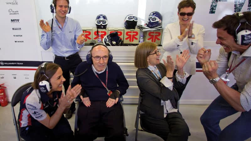 Frank Williams with his daughter and his wife