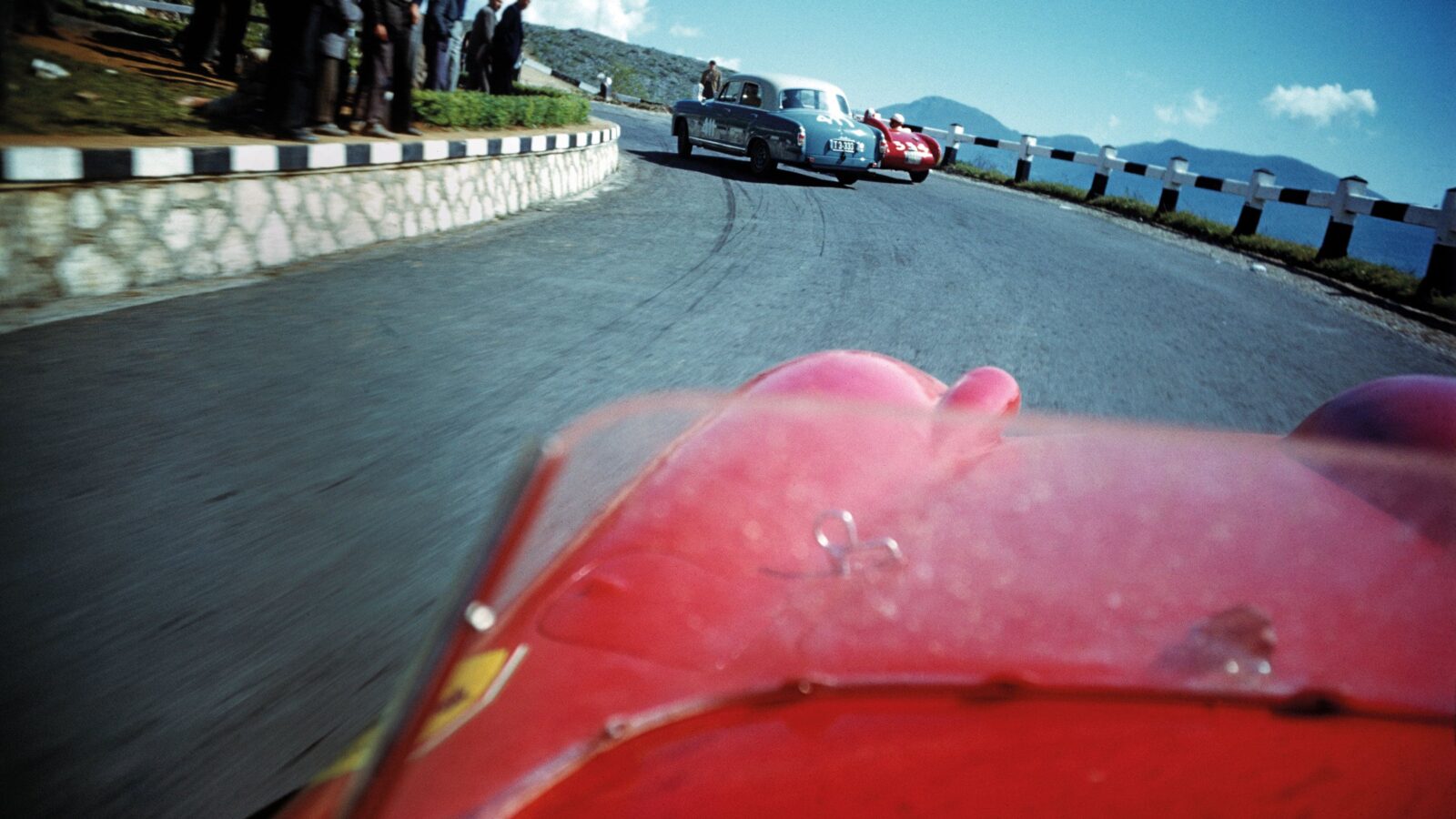 In 1957 Peter Collins on the Mille Miglia in the Ferrari 335 S