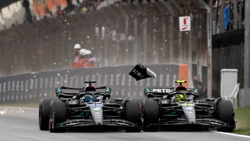 Lewis Hamilton and George Russell clash in 2023 Spanish GP qualifying