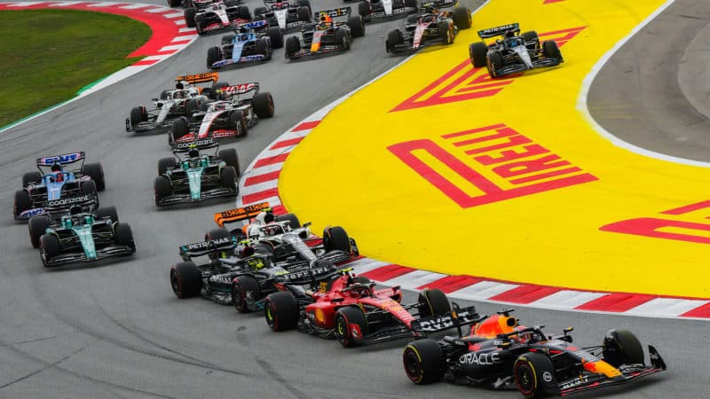 Max Verstappen leads at start of 2023 Spanish GP
