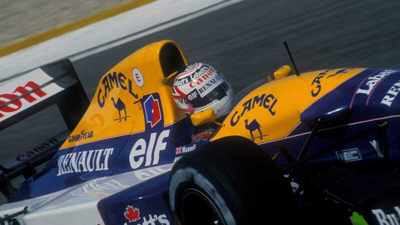Nigel Mansell in Williams FW14B at 1992 Portuguese GP