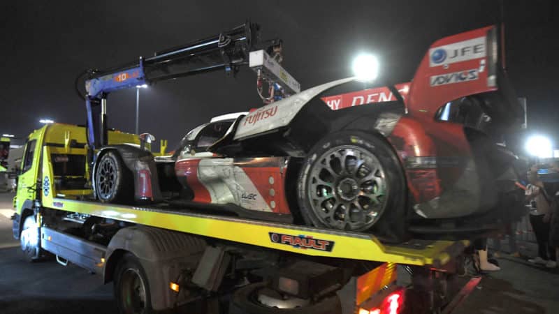 No 7 Toyota Hypercar on trailer at 2023 Le Mans 24 Hours