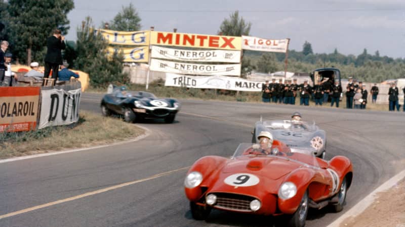 Olivier Gendebien in Ferrari 250 TR at 1957 Le Mans 24 Hours