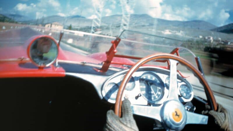 Peter Collins beind the wheel of the Ferrari