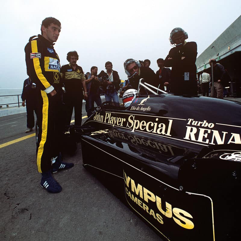 Senna stands by Lotus team-mate Elio de Angelis