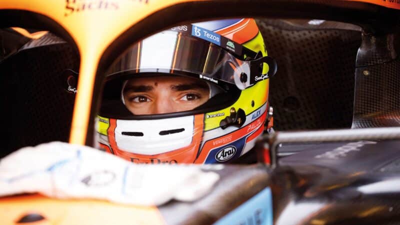 Alex Palou behind the wheel of the F1 Mclaren