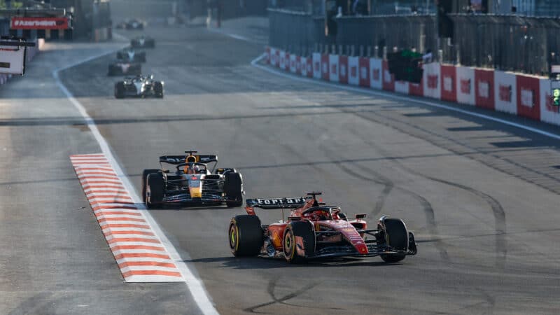 Cars in line at 2023 Azerbaijan Grand Prix