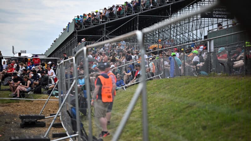 Fans behind fences at 2023 British Grand Prix