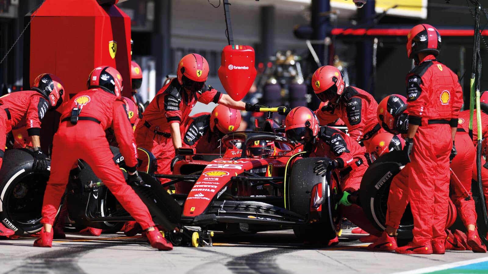 Ferrari pit lane wheel change