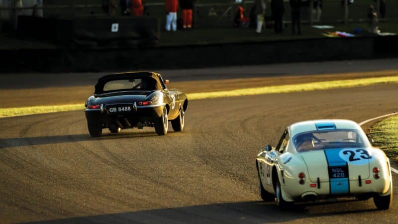 Ferrari, the number 27 E-type on track