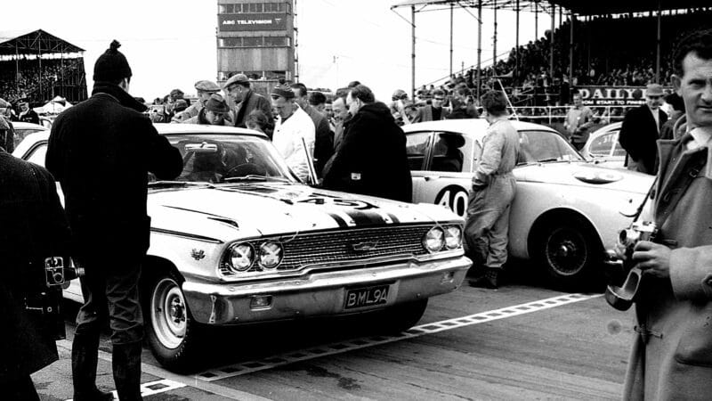 Ford Galaxie on the grid at Silverstone in 1963