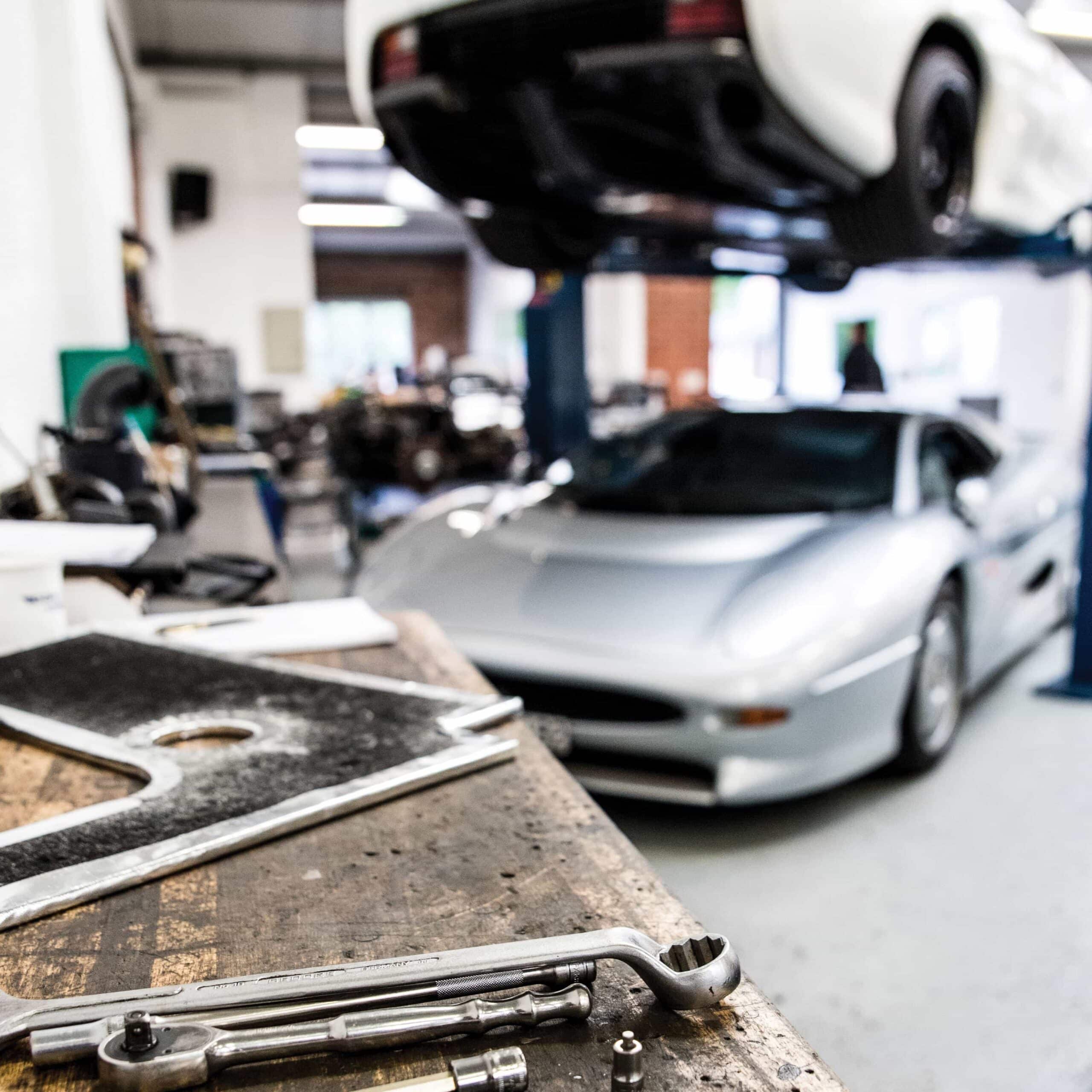 Jaguar XJ220 in the garage