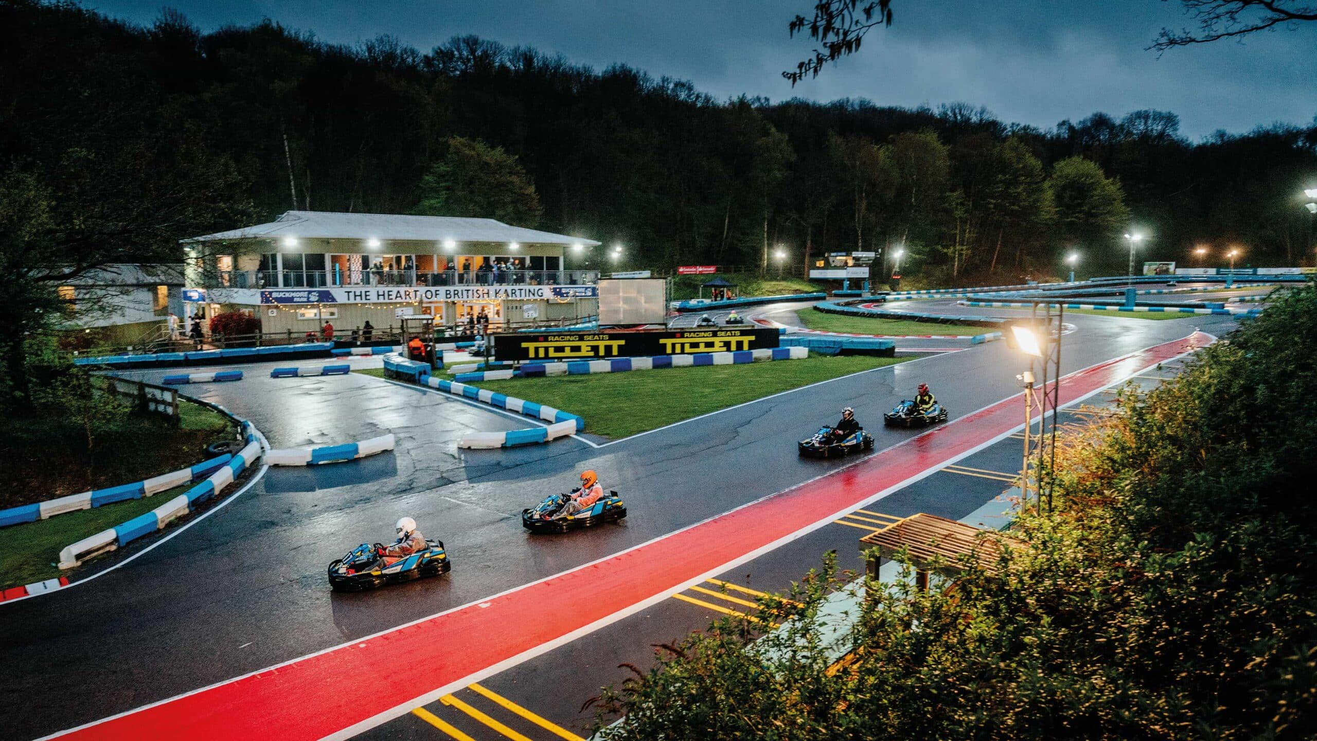 Karts driving through the night