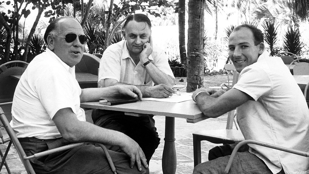 L-R_Parnell, John Wyer and Stirling Moss