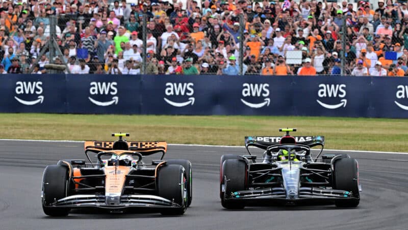 Lando Norris fights with Lewis Hamilton in 2023 British Grand Prix
