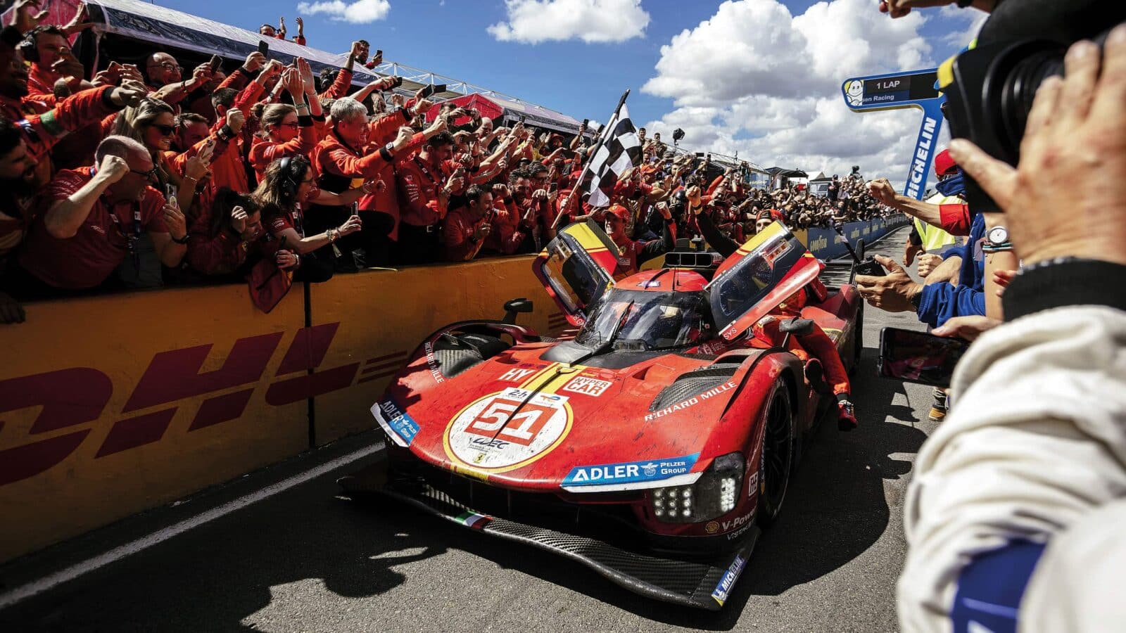 Le Mans 2023 winner Ferrari at the finish line