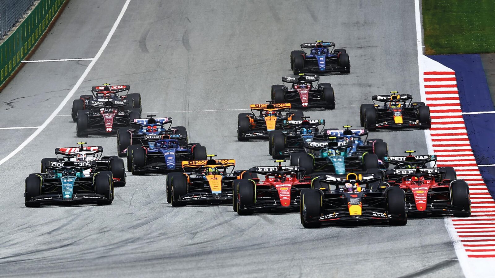 Max Verstappen leads at the Red Bull Ring
